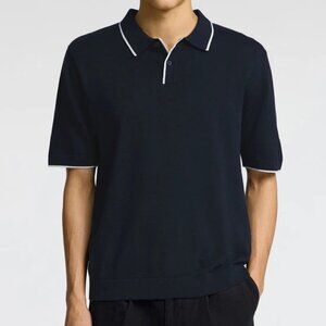 Selected Homme Navy with White Contrast Knitted Polo